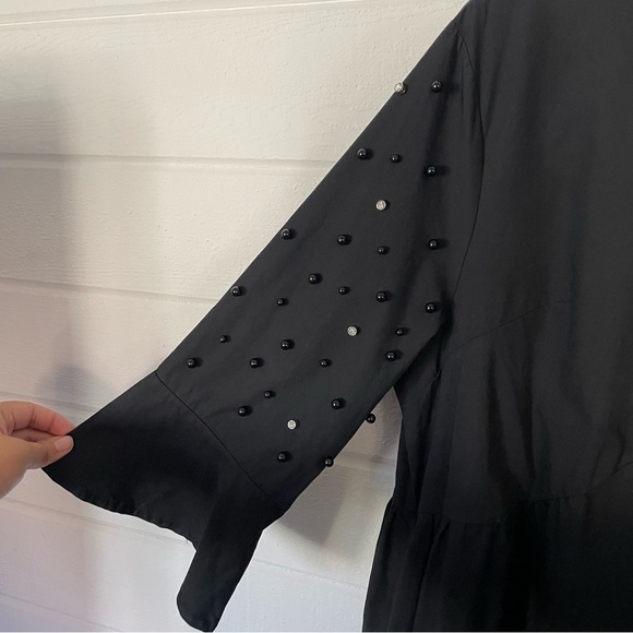 N by Nancy Black Midi 3/4 Sleeve Bedazzled Plus Size High Low Dress 2XL - Picture 4 of 15